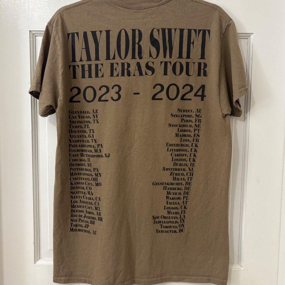 Taylor Swift The Eras Tour 2023-2024 T-Shirt M Brown Cotton Concert Tee Official - Picture 3 of 4